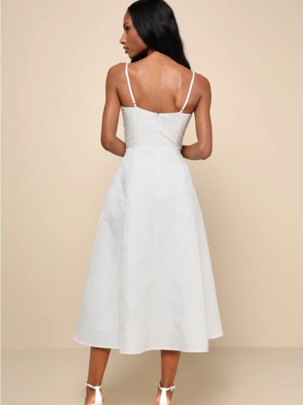 Lulu's Cream Midi Spaghetti-Strap Dress - Picture 2 of 3